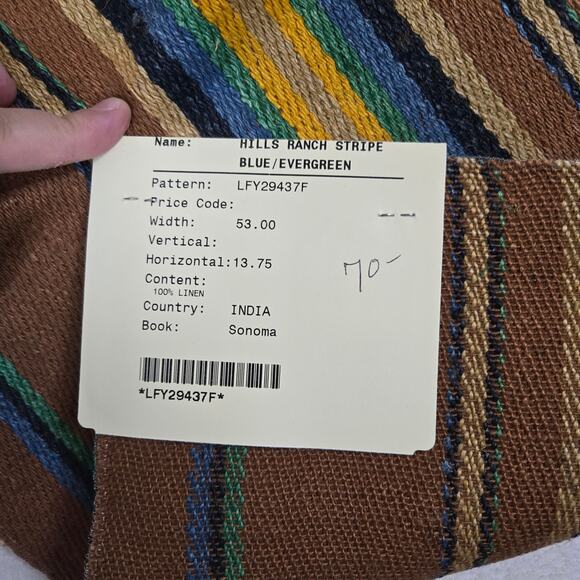 VTG Ralph Lauren Upholstery Fabric Hills Ranch Stripe Blue/Evergreen 27x27 0791 - Picture 2 of 4